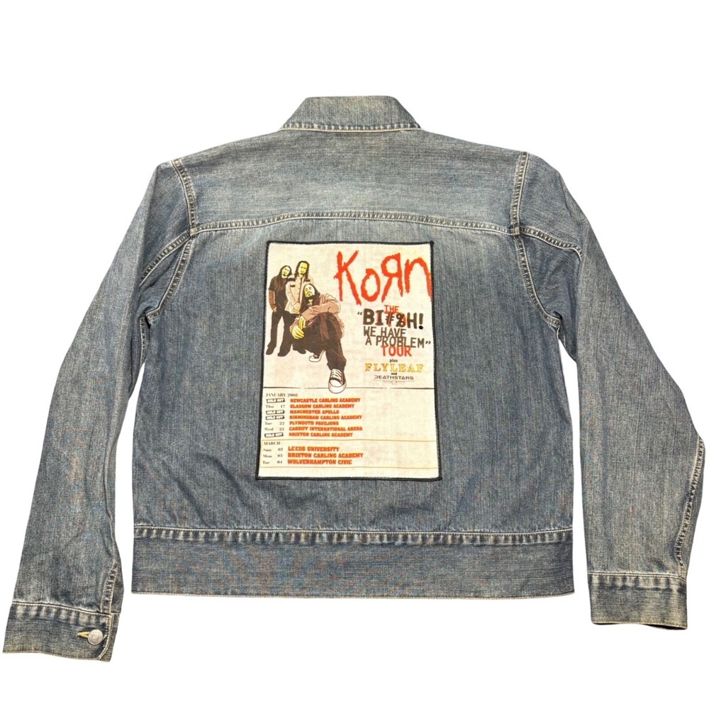 Korn Tour 2008 B*** We Have a Problem Denim Jacket Mens Medium Structure Patch